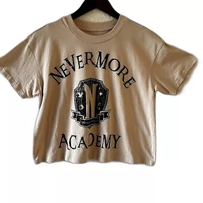 Buy Wednesday Nevermore Academy Crop Tee Cream Tee T Shirt Womens M Medium • 9.46£