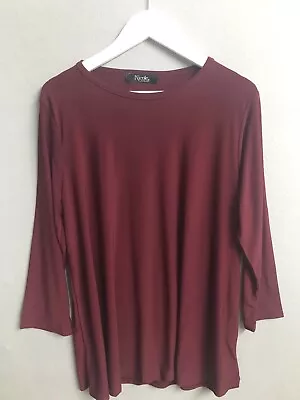 Buy Nicole Size Medium UK 12 Tunic Top Maroon 3/4 Sleeve Round Neck Silky Fabric • 8.99£