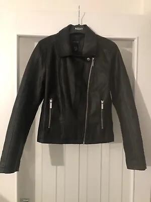 Buy BNWT Ladies Black Faux Leather Biker Style Jacket By New Look (Size 8) • 16.99£
