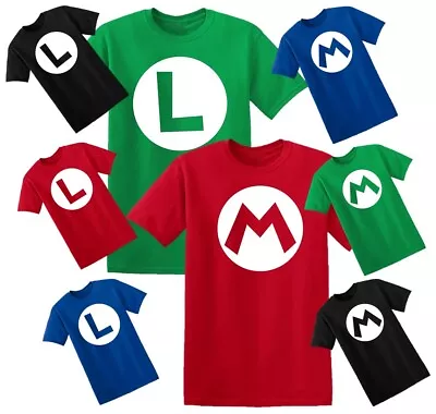 Buy Red Mario, Green Luigi T Shirt, Children's Gaming T Shirt, Kids T-shirt • 9.99£