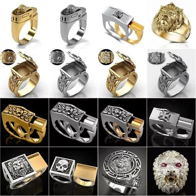 Buy Gothic Punk Skull Ring Cool Men Band Stainless Steel Party Rings Jewelry Sz 6-13 • 3.84£