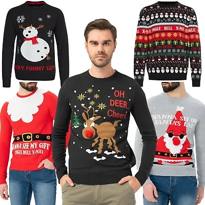 Buy Mens Christmas Xmas Jumper Santa Funny Novelty Sweater Ladies Knitted Pullover • 13.99£