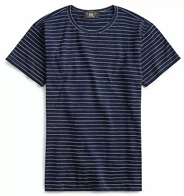 Buy RRL Ralph Lauren Dobby Solid Blue Navy Indigo Jersey T Shirt Men's Medium M • 141.82£
