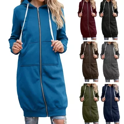 Buy Women Hoodie Casual Zip Up Hoodies Long Tunics Sweatshirts Jackets With Pocket • 16.63£