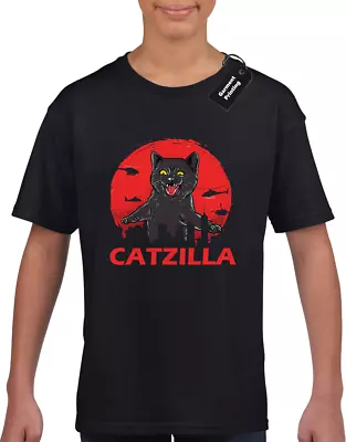 Buy Catzilla Kids T Shirt Godzilla Joke Funny Gift Idea Top Childrens Boys • 7.99£