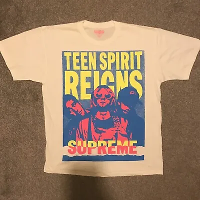 Buy VGC Rockers Nirvana Teen Spirit White T-Shirt 100% Cotton Size XL Streetwear • 19.95£