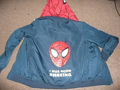 Buy H&M BOYS 8-10YEARS 'I WAS BORN AMAZING' Spiderman Bomber Jacket Detachable Hood • 10£