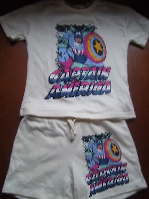 Buy Girls ' Marvel ' Captain America Short Pyjamas Age 4-5-6 Years Excellent Cond • 3£