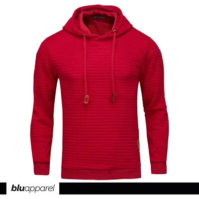 Buy Mens Overhead Hoodie Textured Pullover Hooded Sweatshirt Hoody Lounge Wear Black • 13.99£
