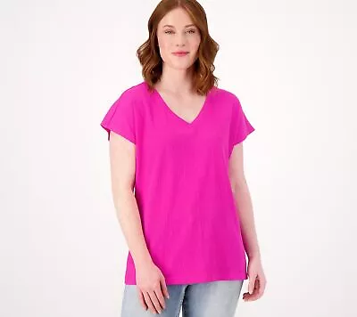 Buy Belle By Kim Gravel Packabelle V Neck Tee Shirt Shocking Pink S New • 22.67£