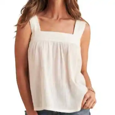 Buy NWT FAHERTY Anthropologie White Ozette Dobby Tank Top Shirt Organic Cotton - XL • 48.26£