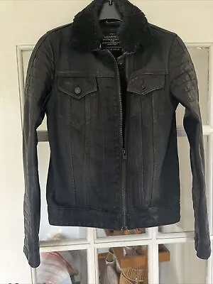 Buy All Saints Leather And Denim Jacket Size 4 • 20£