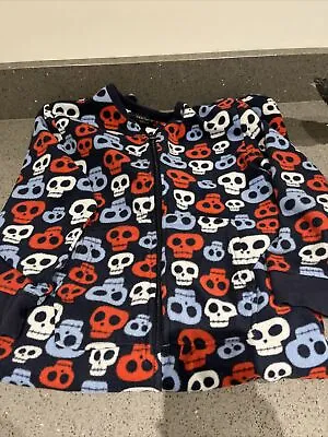 Buy Next Boys Soft Skulls Fleece All In One, 1Onesie - Age 7 Years Red Blue Pyjamas • 5£