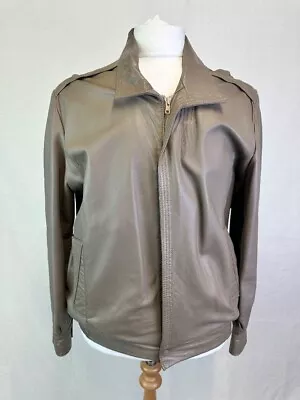 Buy Vintage 1970s 70s Light Brown Leather Bomber Jacket • 50£