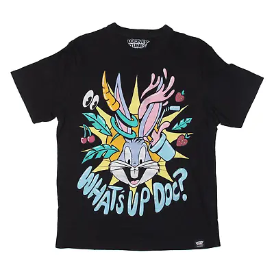 Buy PULL & BEAR Looney Tunes Bugs Bunny What's Up Doc? Mens T-Shirt Black M • 7.99£