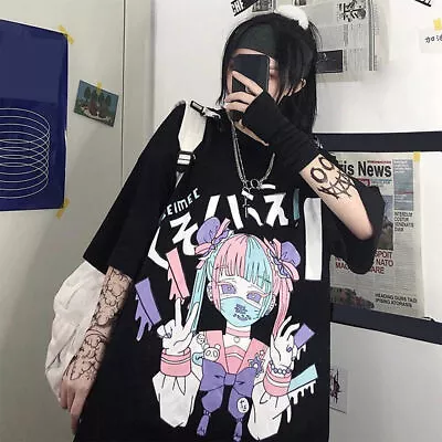 Buy Harajuku Kawaii Girls T-shirt Gothic Punk Japanese Streetwear Anime Casual Tops • 11.07£