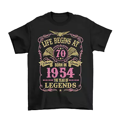 Buy Life Begins At 70 Womens ORGANIC Birthday T-Shirt BORN 1954 70th Gift Ladies 50s • 10.99£