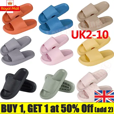 Buy Unisex Sandals Ultra-Soft Slippers Extra Cloud Shoes Anti-Slip PILLOW SLIDES UK❤ • 5.59£