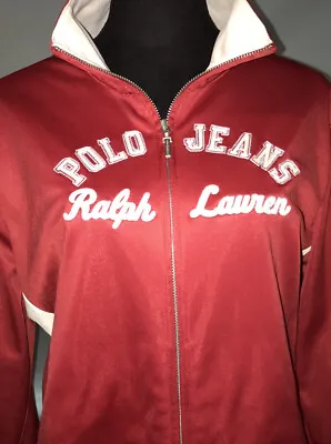 Buy POLO JEANS CO RALPH LAUREN Varsity Red Jacket Y2K Woman’s XL Vintage • 21.71£