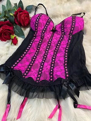 Buy Nice Pink Black Padded Underwired Camisole Top Sleepwear Size Us32b Eu70b It2b  • 37.80£