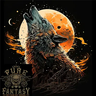 Buy A Howling Wolf In The Moon Light Mens Cotton T-Shirt Tee Top • 12.75£