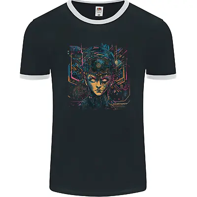 Buy Futuristic Cyberpunk Girl Crypto Alien, Mens Ringer T-Shirt FotL • 9.99£