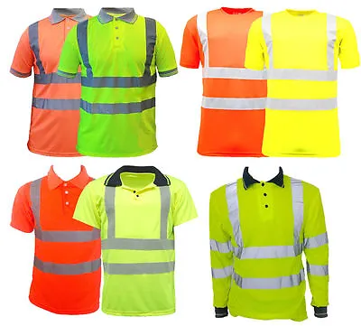 Buy Hi Viz Vis Polo T-Shirt High Visibility Reflective Tape Safety Security Work Top • 15.99£