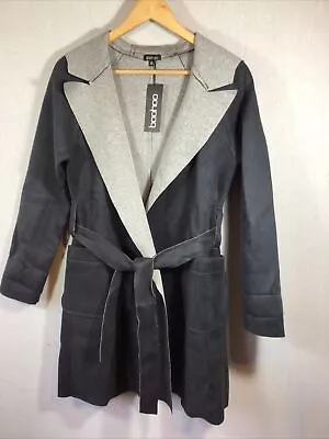 Buy Boohoo Dark Grey / Light Grey Suede Feel Longline Fashion Jacket Size 10-12 BNWT • 11.95£
