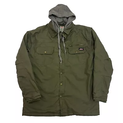 Buy Dickies Duck Shirt Jacket Quilt Lined Khaki Mens L Canvas Hooded Full Zip • 39.99£