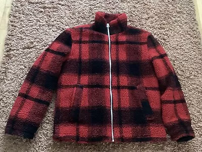 Buy Vintage Topman Check Sherpa Fur Fleece Jacket | Small • 7.50£