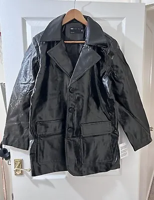 Buy ASOS DESIGN Vinyl Faux Leather Chuck On Blazer Jacket In Black Size 10UK • 18£