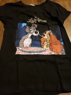 Buy Girl's Lady And The Tramp Black T-Shirt Size Large NWOT • 12£