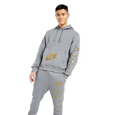 Buy Nike NSW Standrd Issue Golden Logo Mens Hoodie Grey Size. UK. M • 37.62£