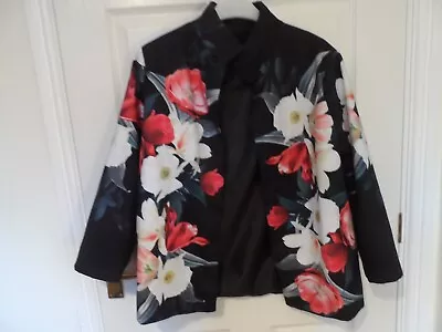 Buy Loose Handcrafted Black Floral Jacket Size 12 To 14 • 30£