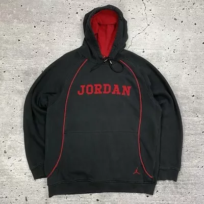 Buy Vintage JORDAN Hoodie Black And Red Size Large • 35£