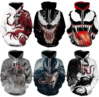 Buy Unisex 3D Marvel Venom Film Hoodies Sweatshirt Hooded Top Pullover Jumper Gifts • 19.96£