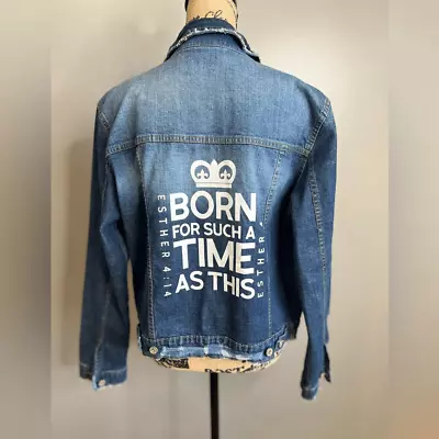 Buy Women’s Distressed Jean Jacket Muse Looks Size Large Graphic Grunge • 17.95£
