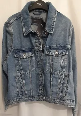 Buy M&S Ladies Mid Blue Denim Jacket. Size 22.  100% Cotton.  New With Tag. • 20£