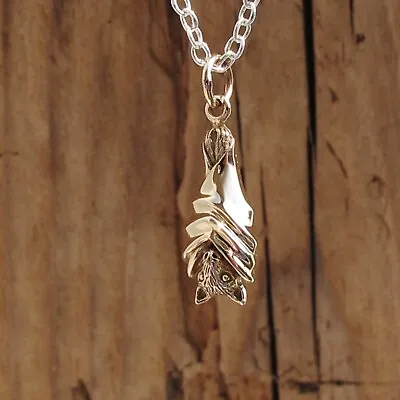 Buy Hanging Bat Pendant Charm Necklace Bronze Silver Mixed Metals Halloween Gothic • 20.99£