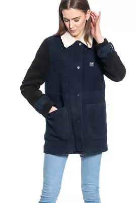 Buy LEE Women's Sky Captain Sherpa Fleece Jacket Winter Workwear Wool Coat Navy - S • 65£