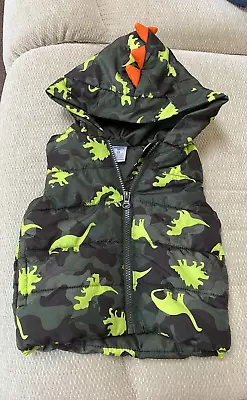 Buy Dinosaur Gilet Jacket With Hood And Pockets  - Green -Size 12 Months • 6.99£