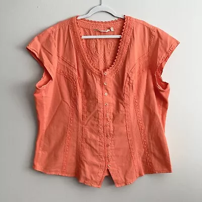 Buy Soft Surroundings Embroidered Orange Top Peasant Blouse Boho Womens Plus Size 3X • 22.68£