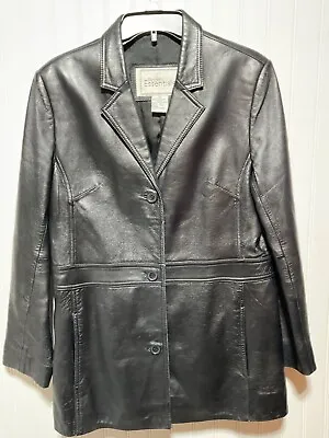 Buy Modern Essentials Women’s Black Lined Genuine Leather Jacket Size M • 28.41£