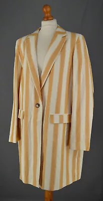 Buy Ladies Next Mustard Yellow & Cream Linen & Cotton Striped Summer Coat UK 18 Tags • 12.99£