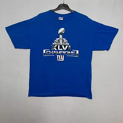 Buy New York Giants Superbowl NFL 2011 Tshirt Gildan Graphic Tee Blue Men's Large • 3.93£