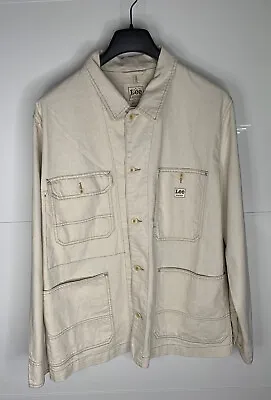 Buy Lee Jeans Button Cream Khaki Utility Chore Box Pocket Loco Jacket RARE XXL NWOT • 34.89£