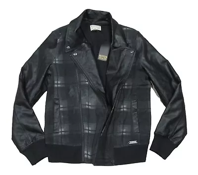 Buy Converse Women's Black Plaid Faux-Leather Hybrid Bomber Jacket $110 • 41.81£