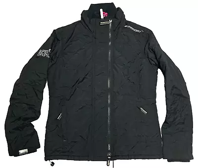 Buy Superdry Womens Windcheater Fleece Lined High Neck Black Jacket Size Med • 12.99£