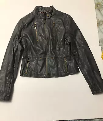 Buy TCEC Faux Leather Moto Jacket M Leopard Print Animal Black/Gray • 17.99£