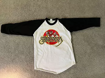 Buy Vintage 1976 Carlos Santana Album Tour ¾ Sleeve Rock T-Shirt (Woman’s XS) • 118.40£